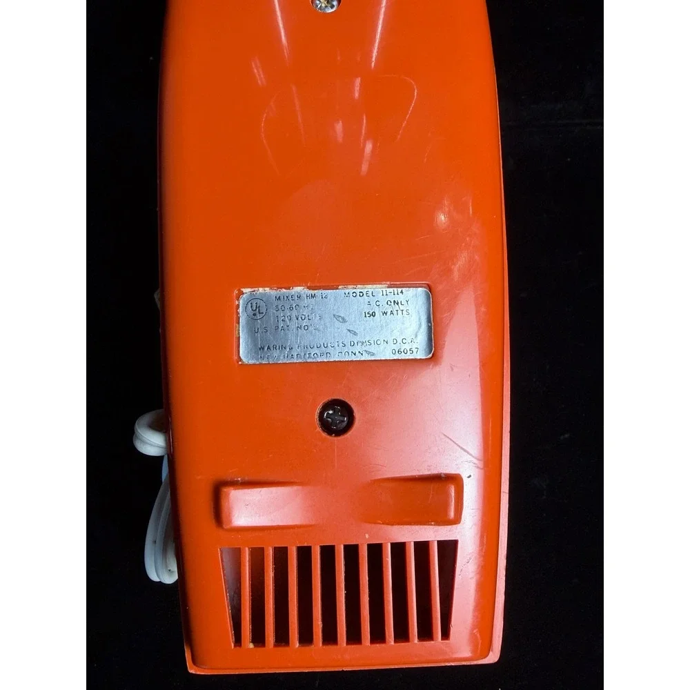 Vintage Waring 12 Speed Hand Mixer-Solid State, Orange, Woodgrain, WORKS